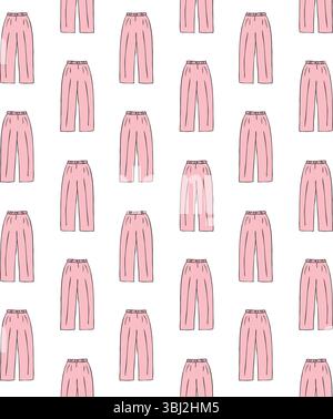 Vector seamless pattern of hand drawn sketch doodle colored trousers isolated on white background Stock Vector