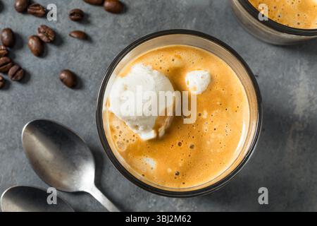 Homemade Coffee Affogato Gelato Ice Cream in a Cup Stock Photo