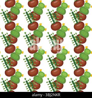 Cactus in a clay pot. Exotic plant. Seamless pattern. Vector illustration. Stock Vector