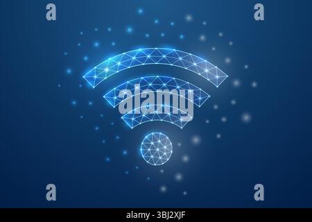 Wi-Fi symbol in low poly style. Internet zone design concept illustration. Connection polygonal wireframe Stock Vector