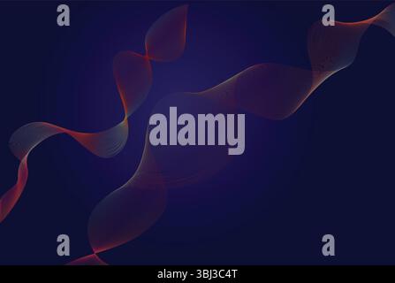 Dark Blue Abstract Background with Red and Purple Waves  Elegant Flowing Design Stock Vector