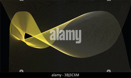 Yellow Abstract Wave on Black Background  Modern Digital Line Art Design Stock Vector