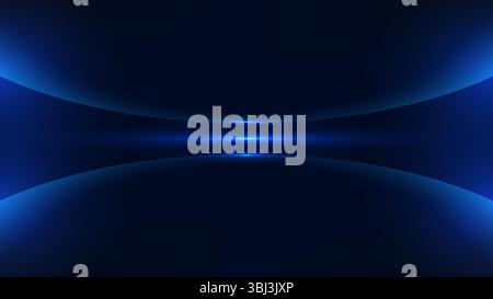 sleek abstract dark blue background with glowing curved forms converging into a bright luminous horizontal line, futuristic tech, sci fi, and digital Stock Vector