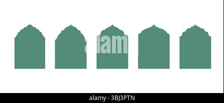 Set of Islamic Frame Borders, Ornamental Arabic Label Shapes Stock Vector