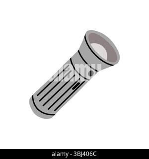 Handheld Flashlight , Hand-Drawn Flat Illustration Stock Vector
