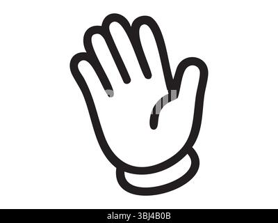 Black outline of a hand gesture in a waving pose, graphic illustration. concept of icon, communication, greeting, human interaction, design element, i Stock Vector