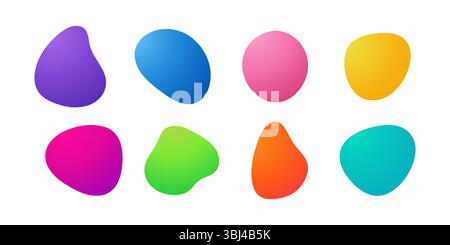 Vibrant abstract liquid shapes in blob style with smooth color gradients, perfect for modern design and creative branding projects. Stock Vector