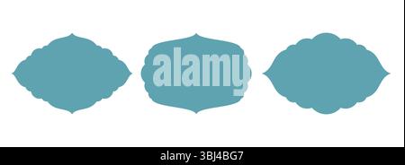 Set of Islamic Frame Borders, Ornamental Arabic Label Shapes Stock Vector