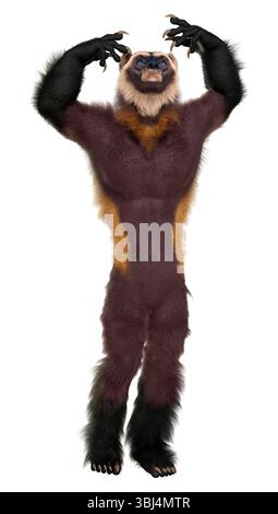 3D rendering of a wolverine man isolated on white background Stock ...