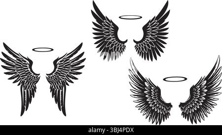 3 Wing Abstract Vector Icon – Modern Symmetric Winged Design EPS Stock Vector