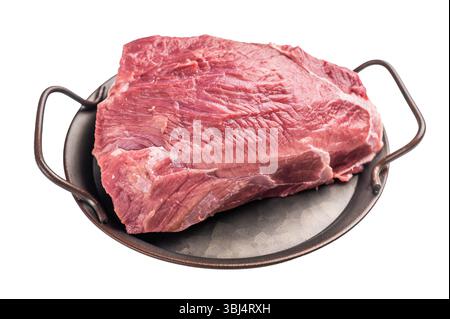 Raw kangaroo meat, exotic fresh game meat isolated on white background. top view. Stock Photo