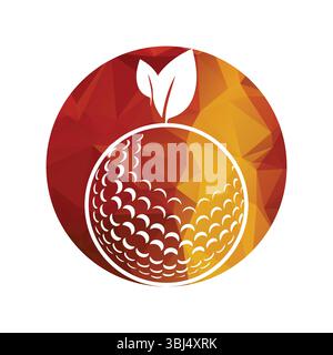 Golf ball and leaf logo inside a shape of circle vector illustration Stock Vector