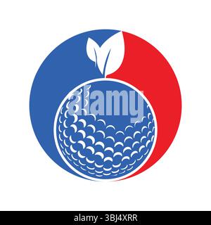 Golf ball and leaf logo inside a shape of circle vector illustration Stock Vector