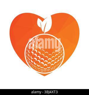 Golf ball and leaf logo inside a shape of circle vector illustration Stock Vector