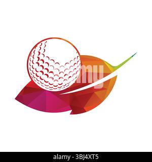 Golf ball and leaf logo vector illustration Stock Vector