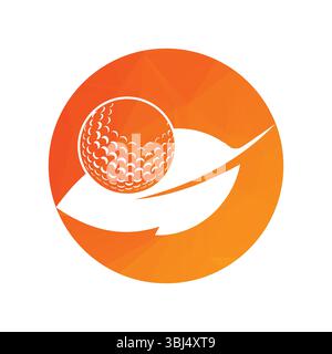 Golf ball and leaf logo inside a shape of circle vector illustration Stock Vector