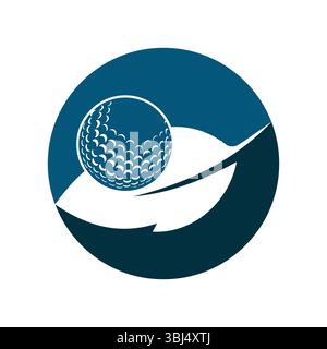 Golf ball and leaf logo inside a shape of circle vector illustration Stock Vector