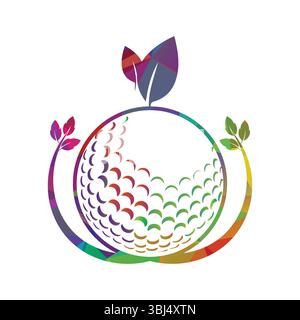 Golf ball and leaf logo vector illustration Stock Vector