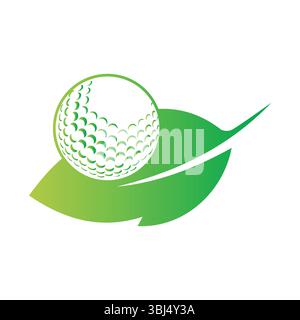 Golf ball and leaf logo vector illustration Stock Vector