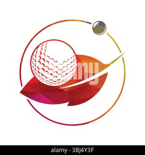 Golf ball and leaf logo inside a shape of ring vector illustration Stock Vector