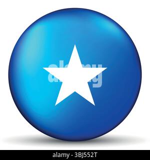 Glass light ball with flag of Somalia. Round sphere, template icon. Somali national symbol. Glossy realistic ball, 3D abstract vector illustration Stock Vector