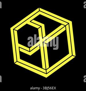 Optical illusion objects. Line design. Impossible shapes. Web design element. Geometric figures. Escher paradox.  Stock Vector
