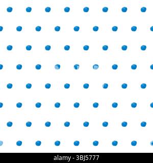 abstract seamless pattern: blue watercolor paint stains against white background Stock Photo