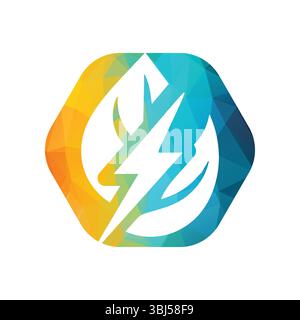 Eco Leaf Bolt Green Energy Vector Illustration Stock Vector