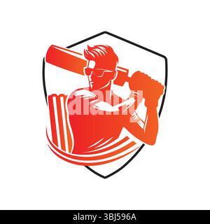 Man Playing Cricketing Stylish Shot Vector Illustration Stock Vector