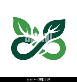 Eco-Friendly Symbol with Green Leafy Infinity Design Stock Vector