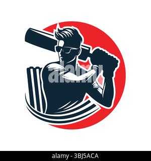 Man Playing Cricketing Stylish Shot Vector Illustration Stock Vector