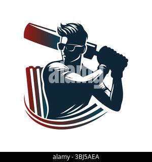 Man Playing Cricketing Stylish Shot Vector Illustration Stock Vector