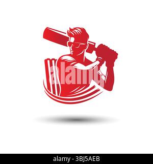 Man Playing Cricketing Stylish Shot Vector Illustration Stock Vector