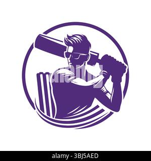 Man Playing Cricketing Stylish Shot Vector Illustration Stock Vector