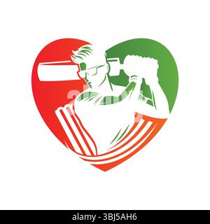 Man Playing Cricketing Stylish Shot Vector Illustration Stock Vector