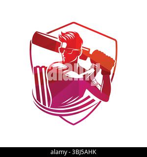 Man Playing Cricketing Stylish Shot Vector Illustration Stock Vector