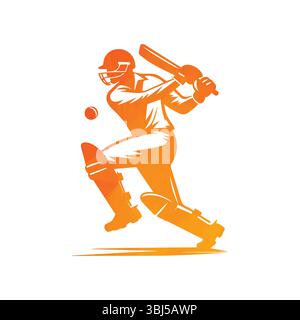 Cricket Player Logo Design Vector Illustration Stock Vector