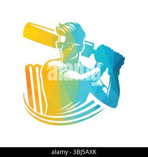 Man Playing Cricketing Stylish Shot Vector Illustration Stock Vector