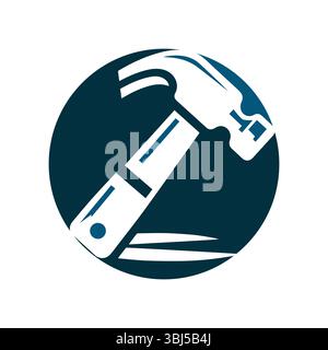 Hammer Icon in Circular Design for Construction Tools Stock Vector