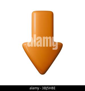 Glossy orange 3D arrow vector illustration, perfect for download icons, navigation, and infographic elements. Trending flat design style, ideal for Stock Vector