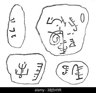 Carved inscriptions on a large stone obelisk left over from the Mayan ...