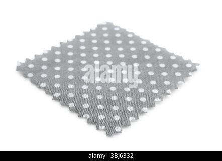 Sample of grey fabric with polka dot isolated on white Stock Photo