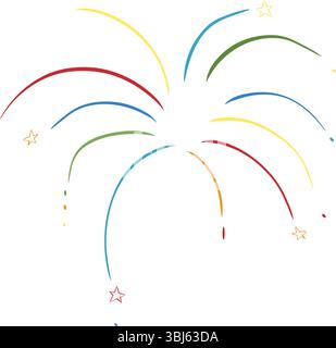 firework line composition isolated. Vector graphic line ink illustration. Silhouette sign for logo, print, comics, fashion, pop art, boards, design, s Stock Vector