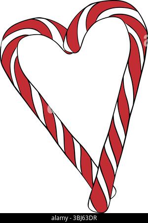 Candy christmas cane candy lollipop composition isolated. Vector graphic line ink illustration. background for banners, print for fabric, labels, t-sh Stock Vector