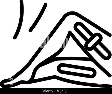 Lower limbs kinesio tape strips outline icon. Joints and ligaments support. Elastic therapeutic tape. Muscles swelling and pain reduction. Isolated li Stock Vector