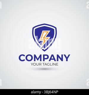 Modern monogram electric shield logo vector design and illustration Stock Vector