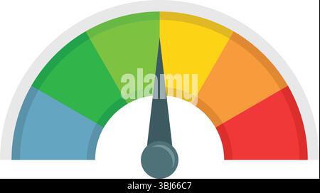 Progress bar with arrow icon in flat style. Meter gauge vector illustration on isolated background. Risk level sign business concept. Stock Vector