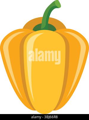 Yellow pepper bell icon in flat style. Fresh paprika vector illustration on isolated background. Healthy food sign business concept. Stock Vector