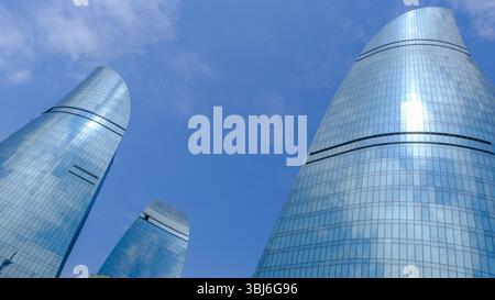 Flame Towers are three skyscrapers in Baku, Azerbaijan Stock Photo