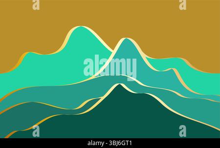 Mountain Abstract With Green Color Background Stock Vector